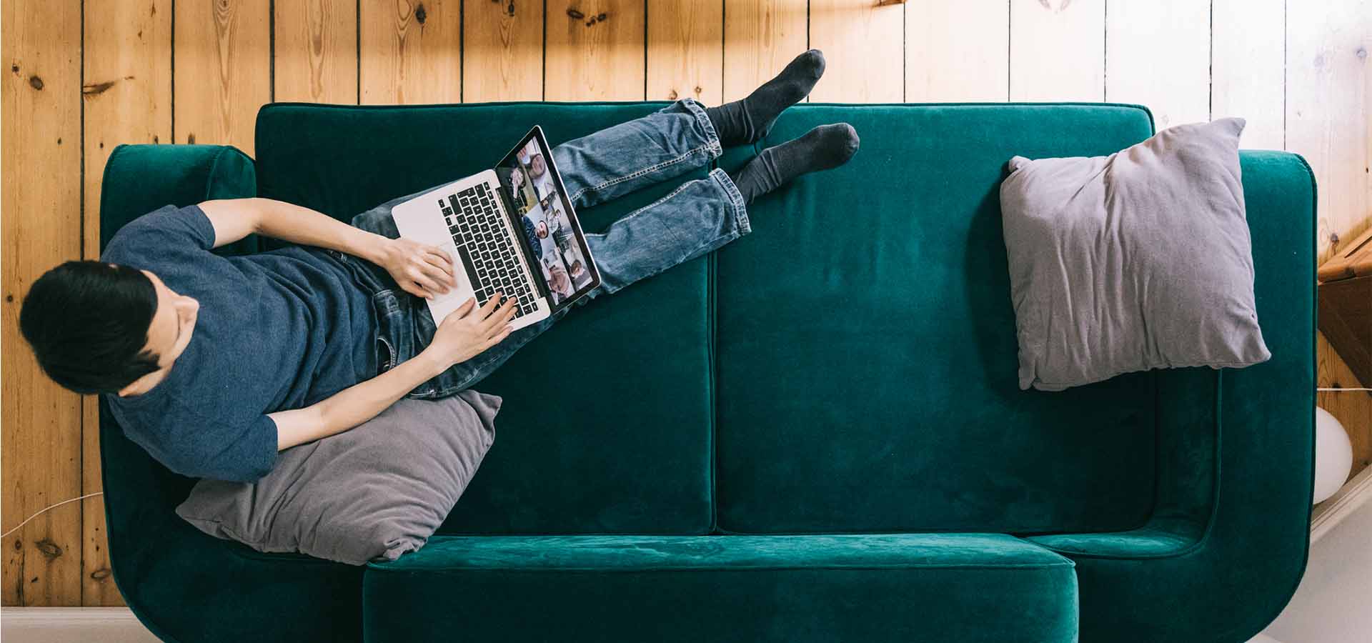 Guy on green couch
